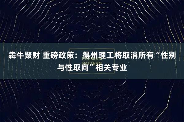 犇牛聚财 重磅政策：得州理工将取消所有“性别与性取向”相关专业